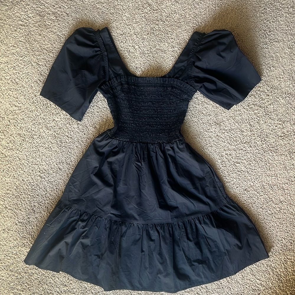 Gap Puff Sleeve Mini Black Dress Size S Tall